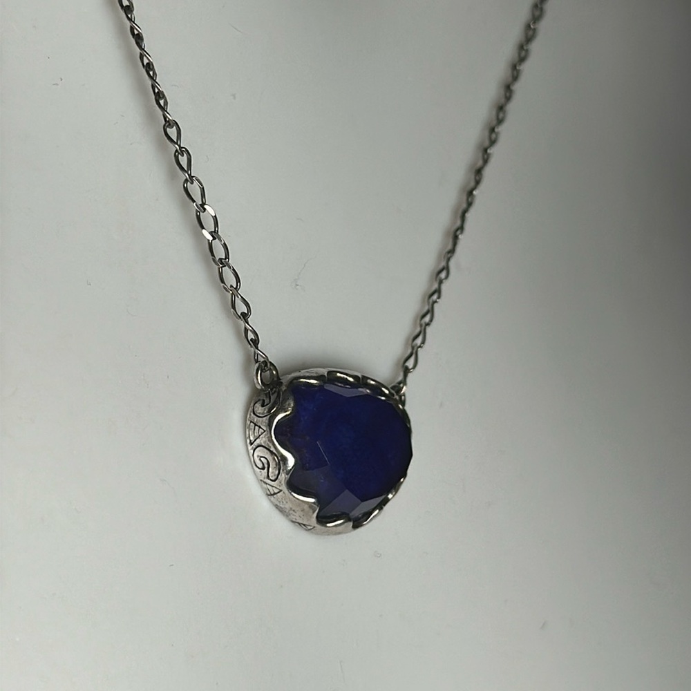 Silpada Silver Necklace with Deep Blue Heart Pendant
